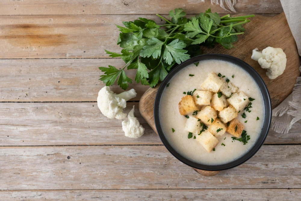 Blue Potato and Cauliflower Soup