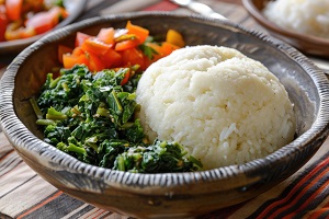 Ugali with sukuma wiki