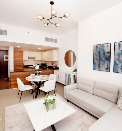 Modern Apartment Interior with Open Kitchen