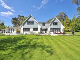White and Gray Wooden House Near Grass Field and Trees