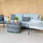 Indoor patio chair and table with pillow