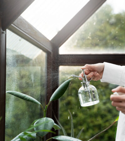woman watering plants