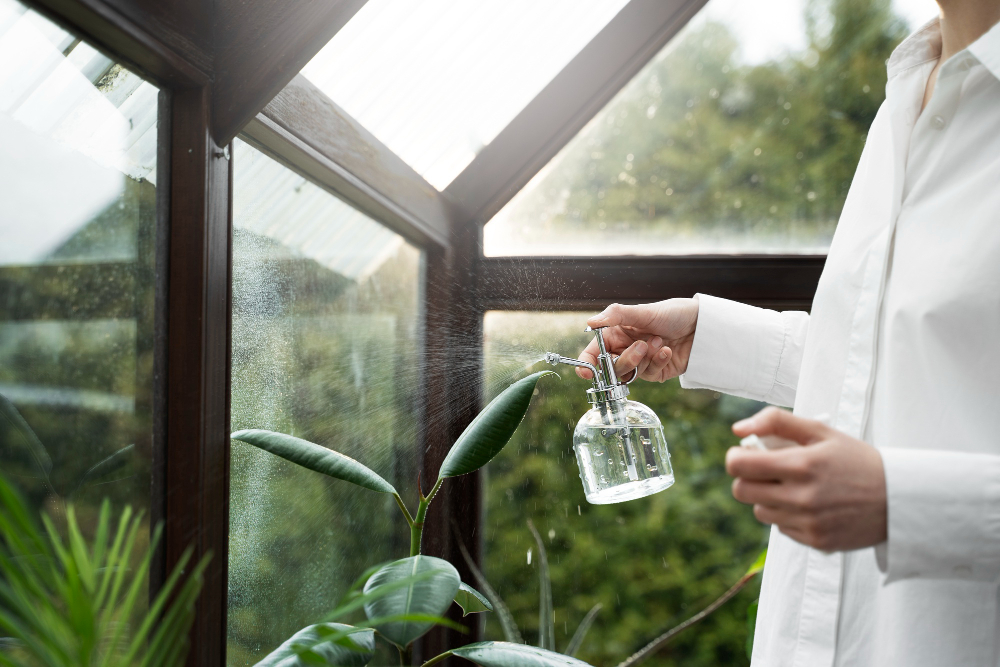 woman watering plants