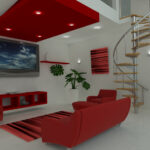 3d render of a contemporary living space