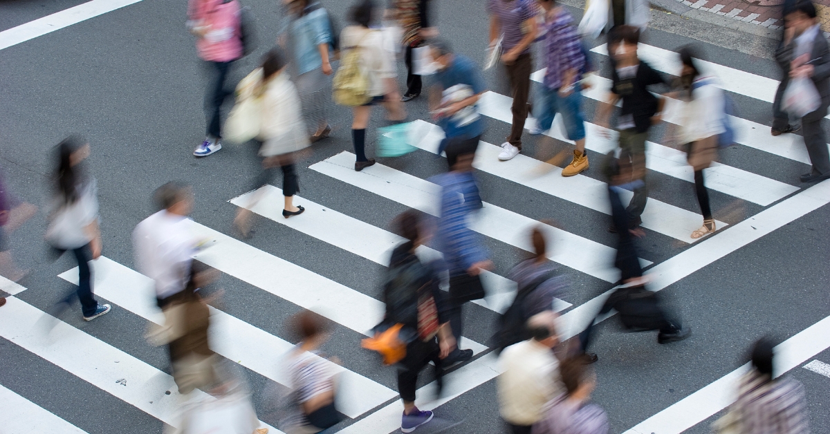 People walking on Crosswalks