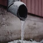 Frozen Water on Drain Spout