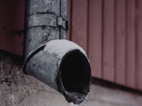 Frozen Water on Drain Spout