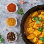 Curry with chicken and onions. indian food. asian cuisine