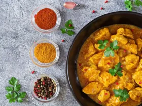 Curry with chicken and onions. indian food. asian cuisine