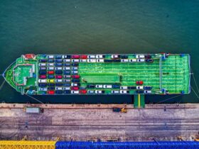 many cars on the big ship